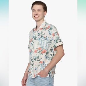 American Eagle Outfitters Blue and White Casual Button Down Shirt Hawaian Sz XS